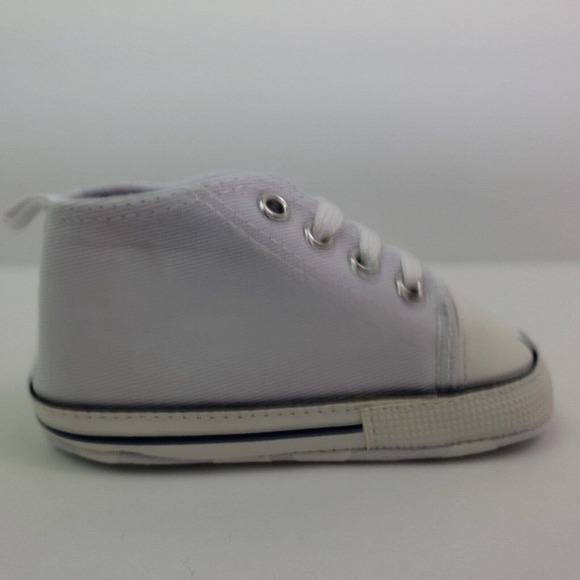 Unbranded Infant Baby Size 0-6 Months White Canvas Denim Sneaker Shoes - Picture 5 of 11